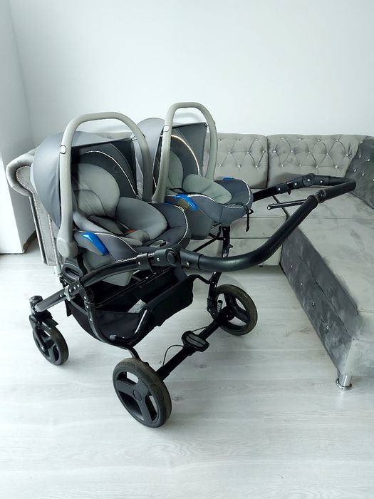 Wozek 3w1 4w1 junama diamond duo blizniaczy bliźniakow siwy szary uniw