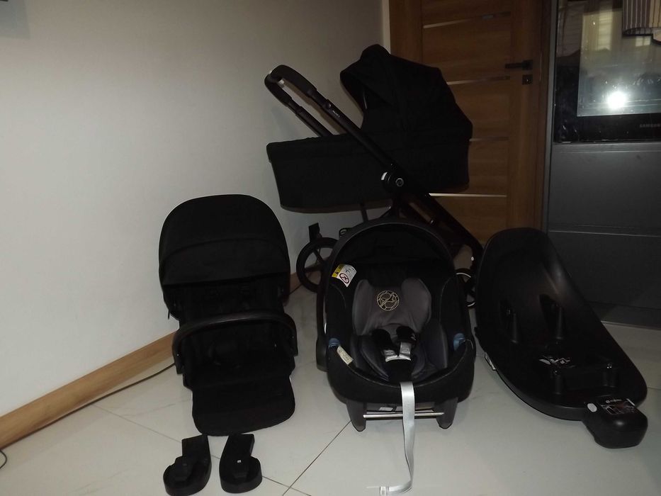 Cybex balios s lux 3w1 deep black +Baza fotelik cybex Sliczny