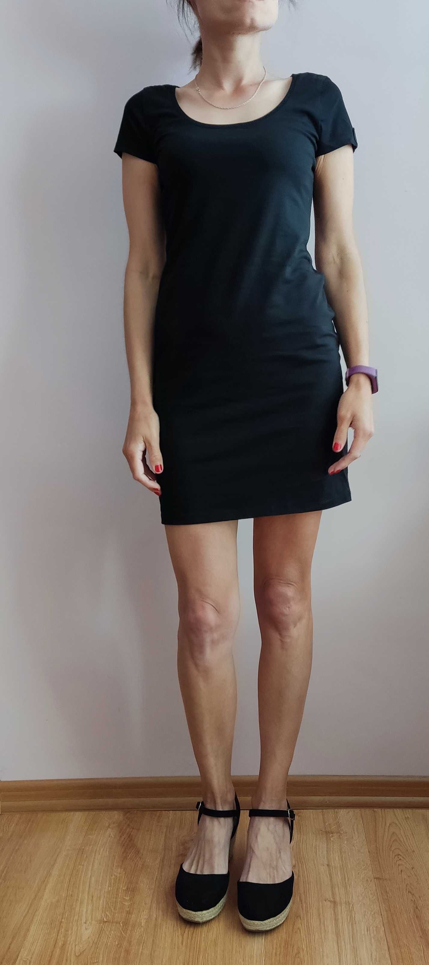 Czarna sukienka mini,, bawełniana XS/S