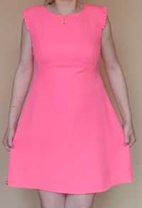 Sukienka elegancka różowa S/36 na podszewce