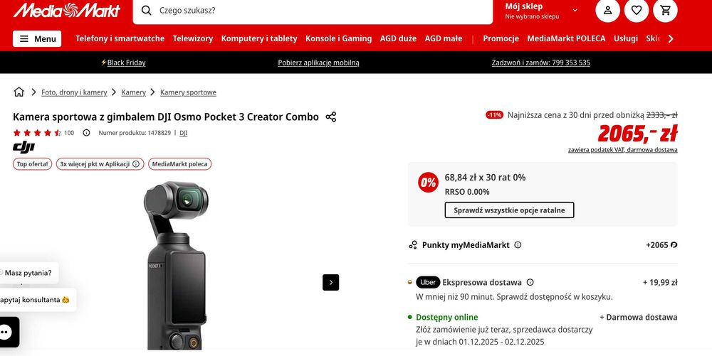 Kamera sportowa z gimbalem DJI Osmo Pocket 3 Creator Combo