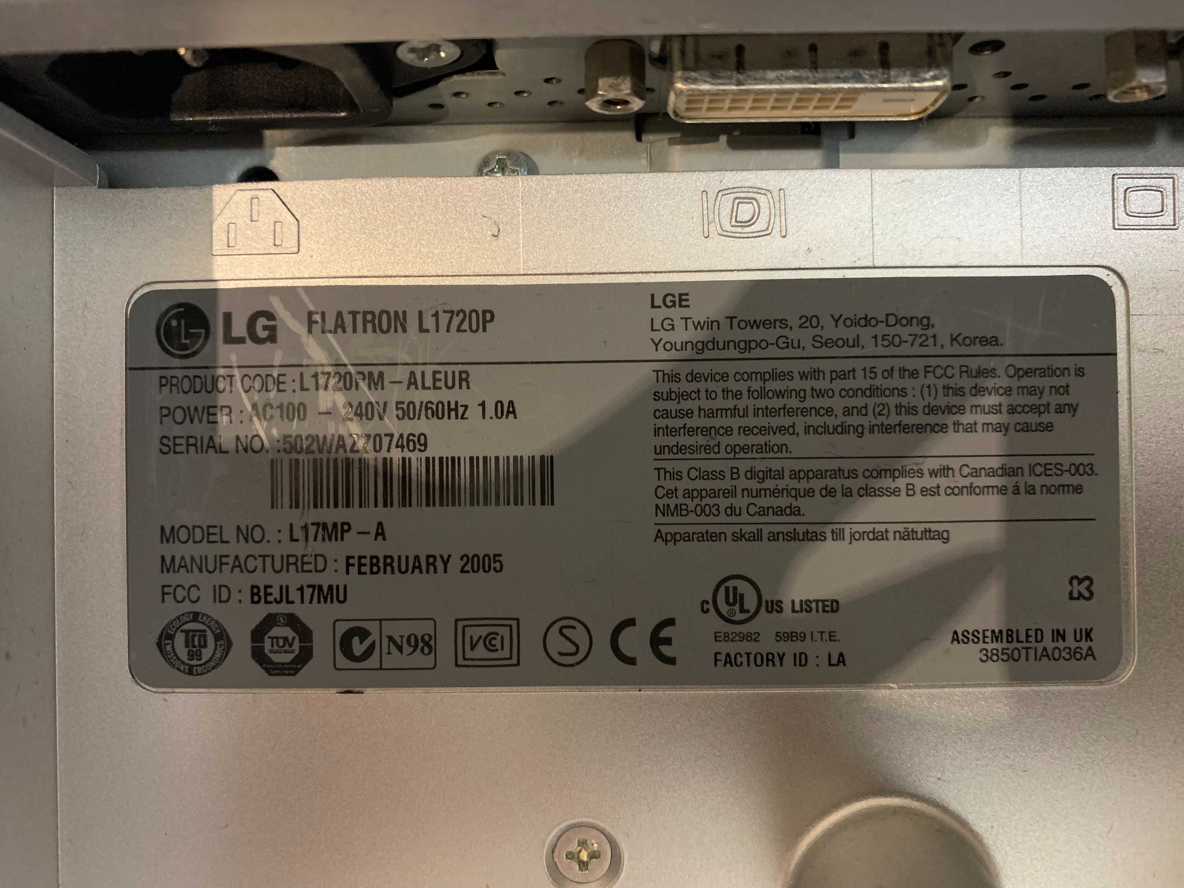 Monitor LG FLATRON L1720P