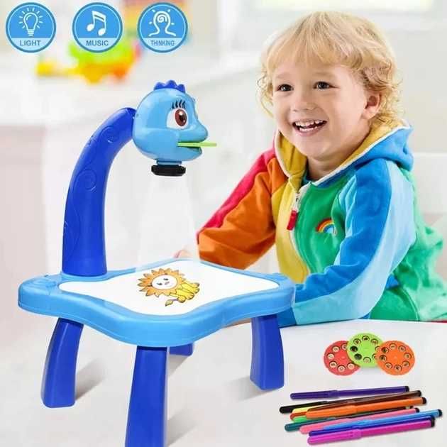 Стол музыкальный с подсветкой для рисования Projector Painting голубой