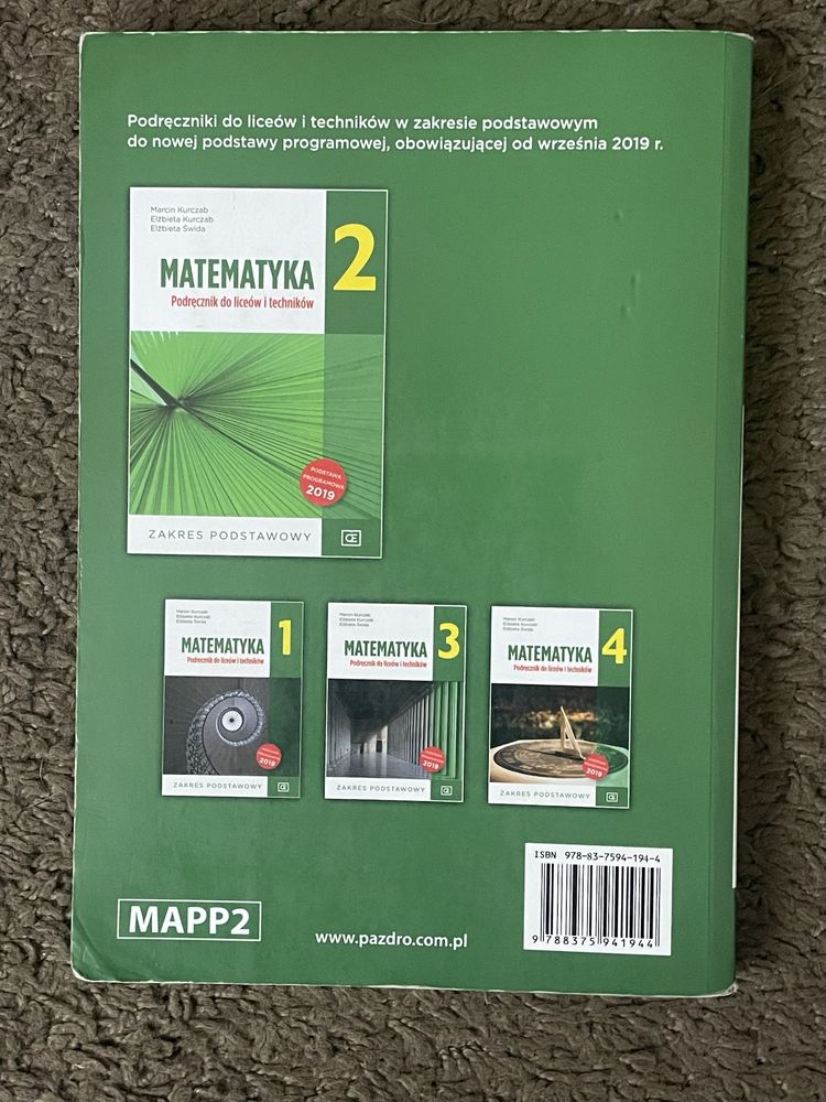 Komplet książek do matematyki klasy 1-4 liceum, poziom podstawowy