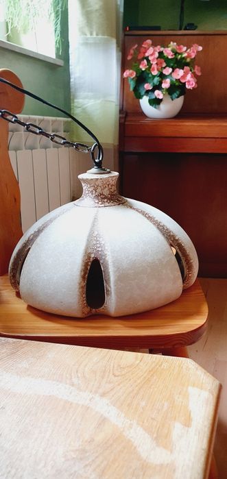 Unikatowa lampa żyrandol gliniana vintage wisząca ciężka
