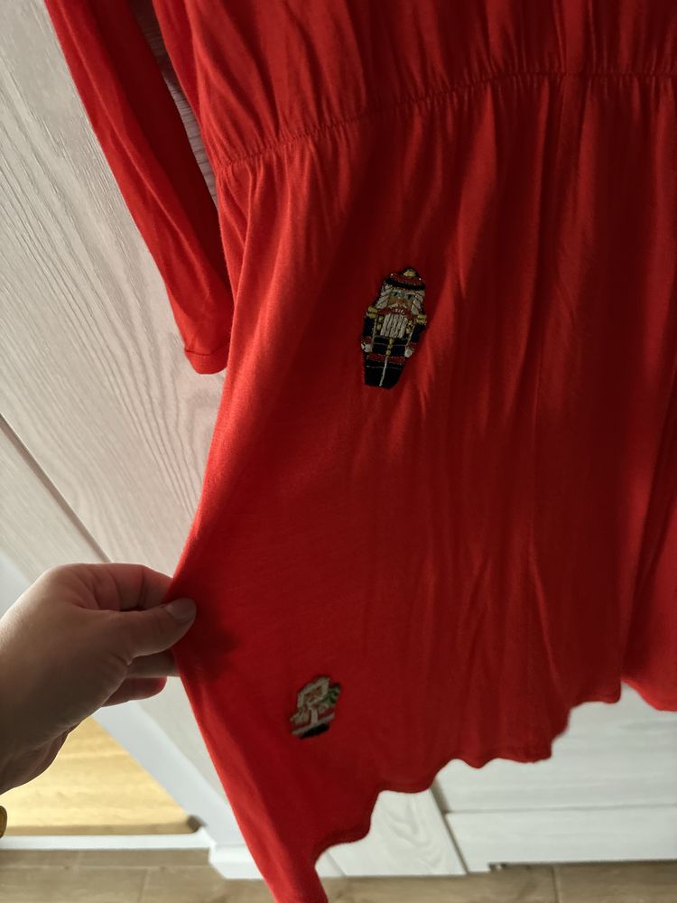 Sukienka świąteczna czerwona przebranie Mikołaj mikołajowa H&M s