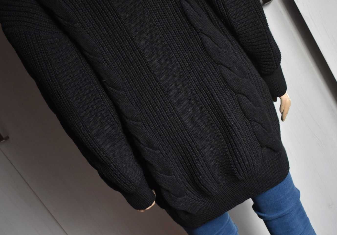 Sweter 38 M dzianinowy oversize z golfem ciepły gruby golf luźny