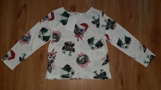 NOWA bluzka świąteczna 98-104 cm H&M cienki sweterek święta Mikołaj