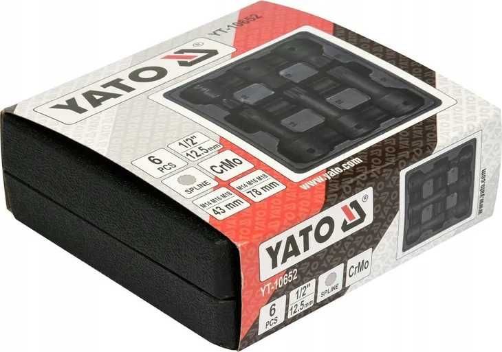 Nasadki udarowe klucze trzpieniowe SPLINE M14-M16 1/2'' 6 SZT YT-10652
