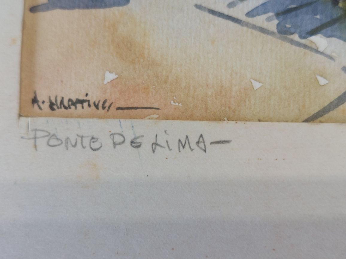 Linda aguarela ponte lima assinada