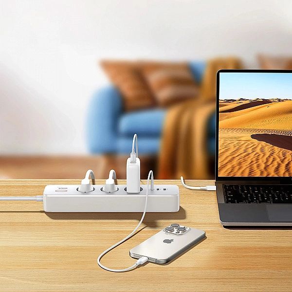 Przedłużacz Ugreen Cd286/3x Ac 2x Usb-a 1x Usb-c 30w z włącznikiem - b