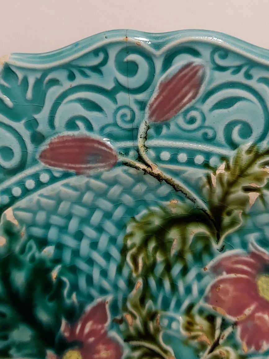 Villeroy&Boch-Antyczna majolika kwiatowy secesyjny talerz z ok. 1800 r