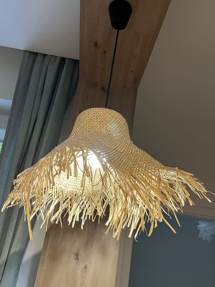 Lampa wisząca styl boho słoma