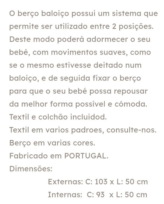 Berço baloiço bebé.