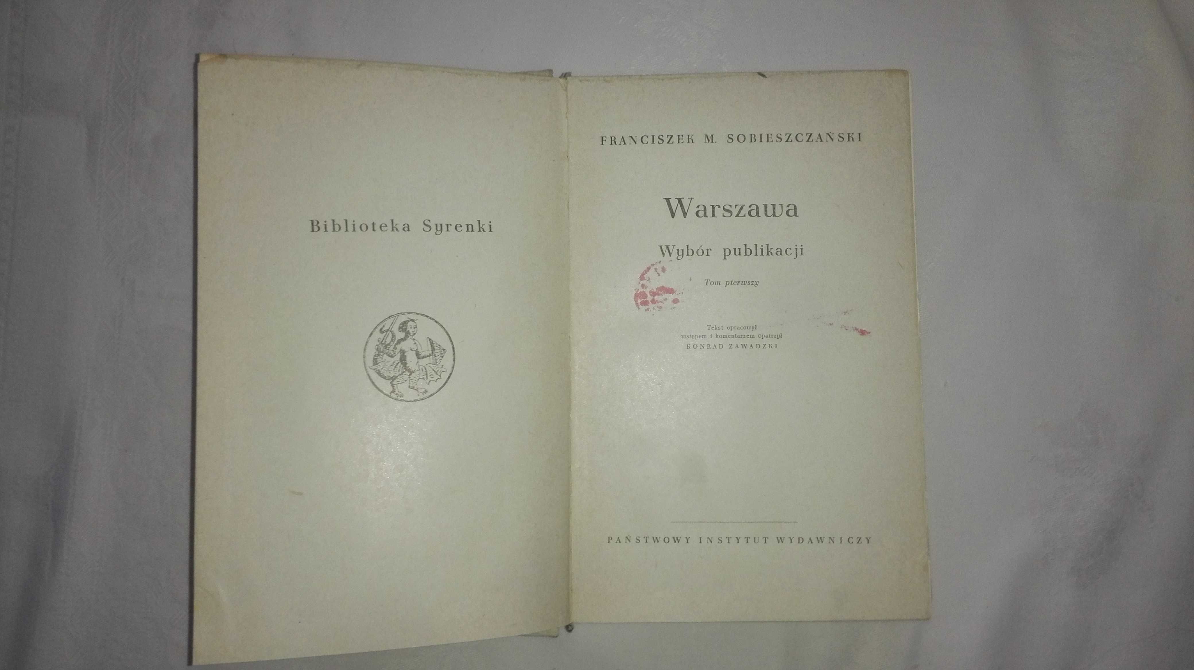 Franciszek Maksymilian Sobieszczański WARSZAWA - WYBÓR PUBLIKACJI – I