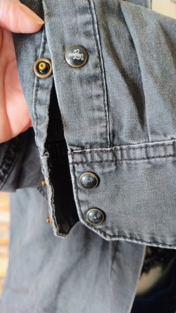 Męska koszula jeans ciemno szara wyblakła czerń rozmiar M . Jack &Jone