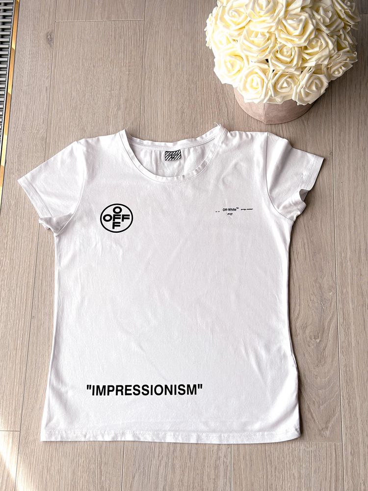 Koszulka Off-white biała L 40 t-shirt damski damska impressionism
