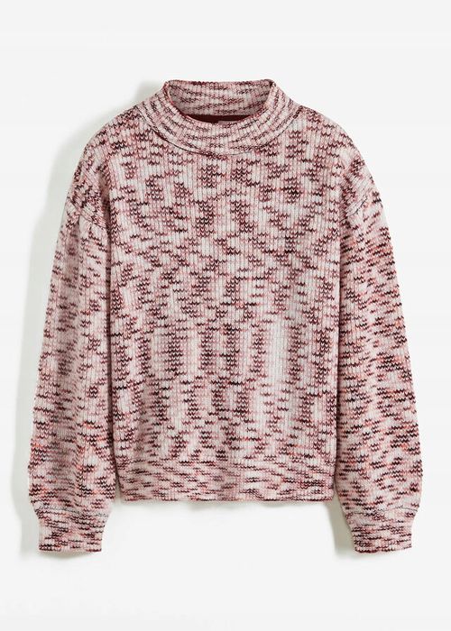 B.P.C krótki sweter ze stójką w dekolcie melanż 40/42.