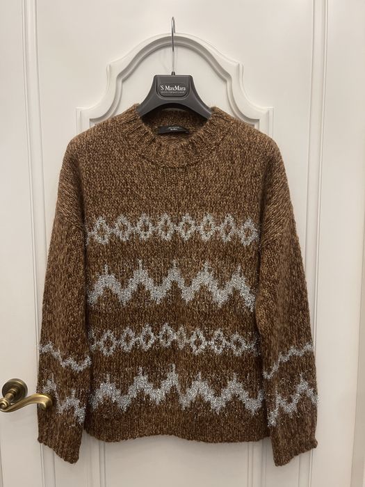 MAX MARA piękny sweter z srebrnym wzorem