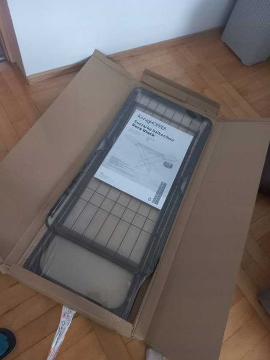 NOWA Suszarka Balkonowa  Czarna  I Koszyk Na Klamerki Wytrzymała 180