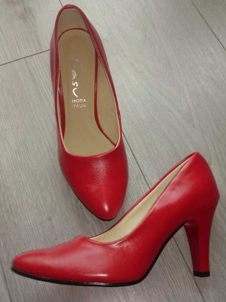 Buty czułenka szpilki czerwone Casu 37 nowe
