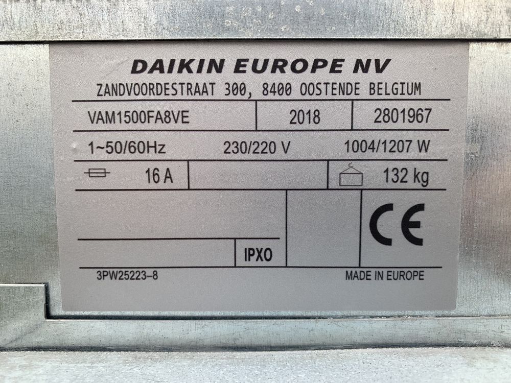 Вентиляция Daikin VAM1500 Рекуператор воздуха кондиционеры монтаж