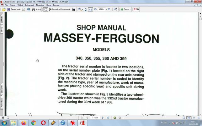Instrukcja napraw MASSEY-FERGUSON 362, 365, 375, 383, 390, 390T & 398