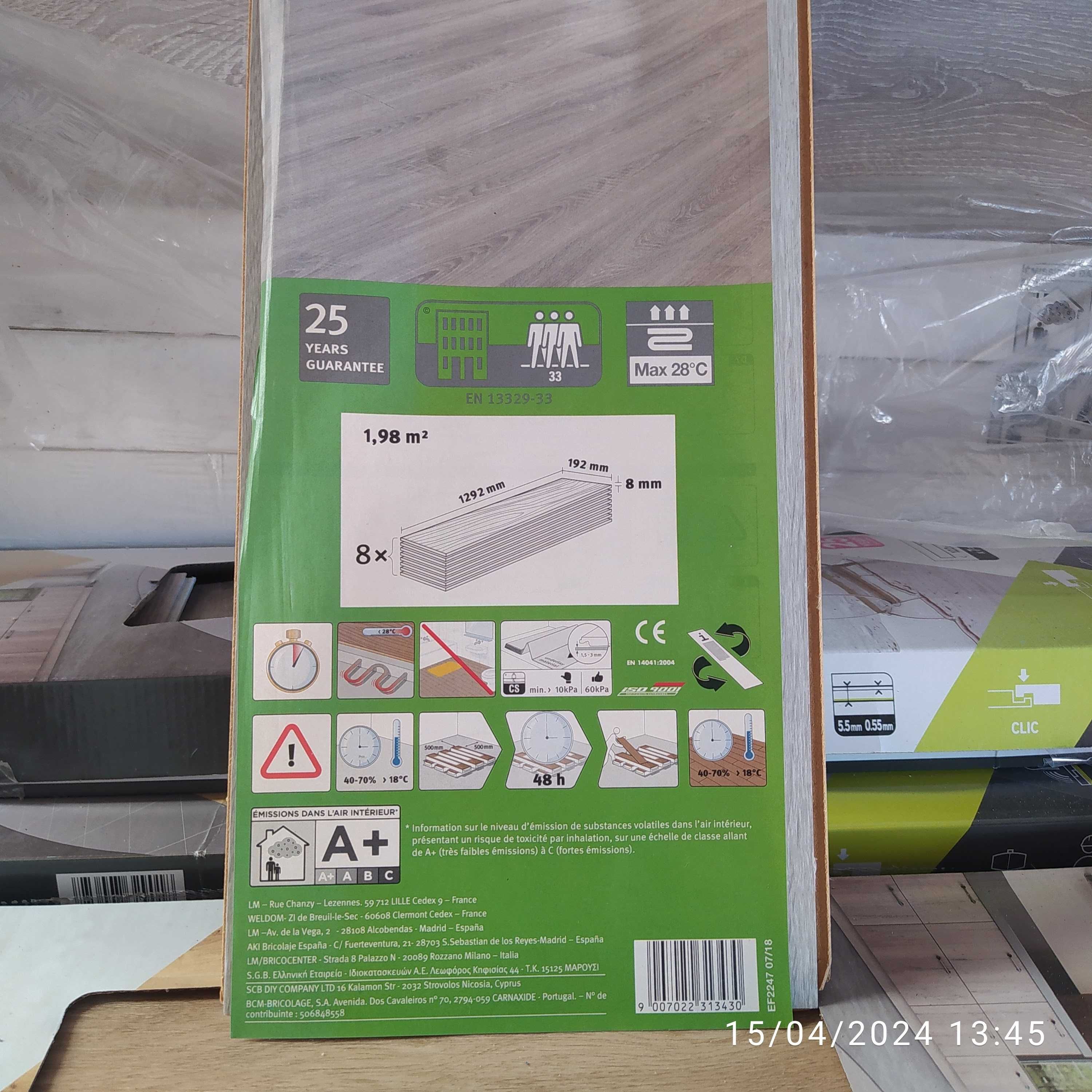 Pavimento flutuante laminado Cinza 15 m2