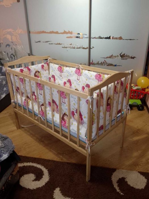 Дитяче ліжко гойдалка з матрацом і бортиками
