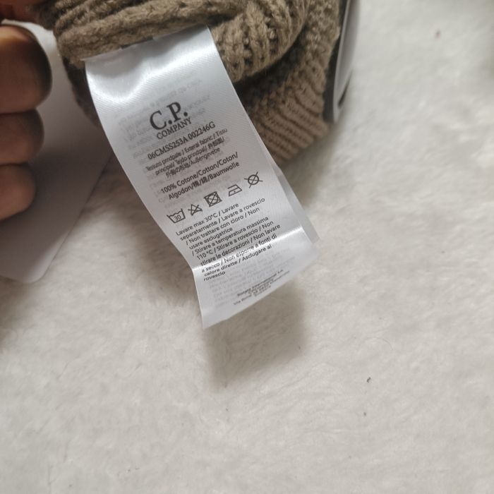 Czapka zimowa CP Company unisex z goglami brązowa beżowa wełniana wool