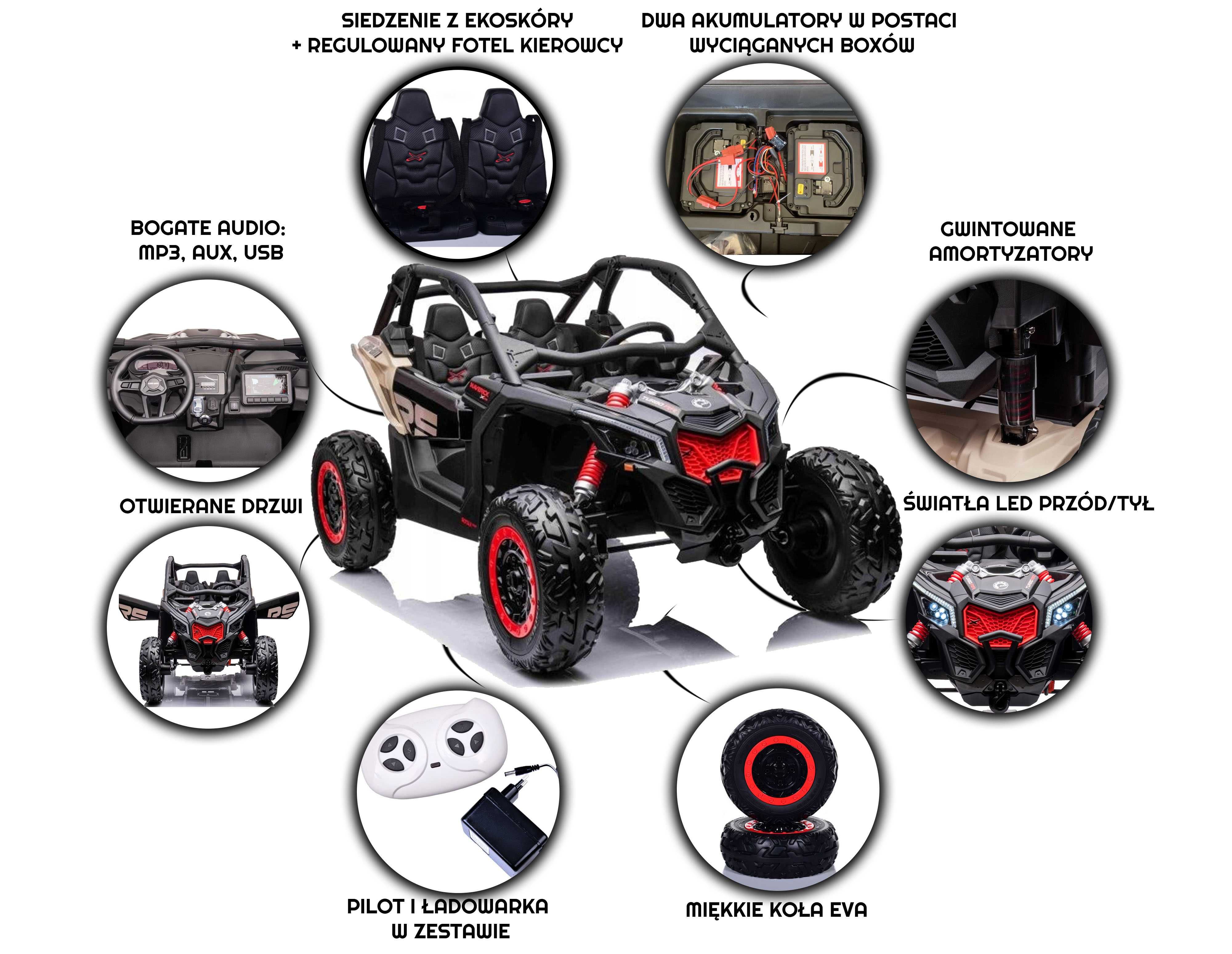 Autko JEEP CANAM MAVERICK 4x200W akumulator 24V 20AH dla dzieci