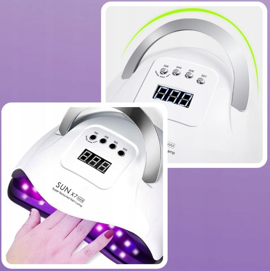 NOWA lampa uv do paznokci led 180w do hybryd żeli mocna x7 biała lcd