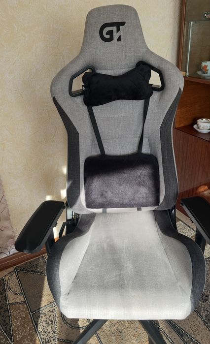 Крісло для геймерів GT Racer X-8005 Light Grey/Black Suede