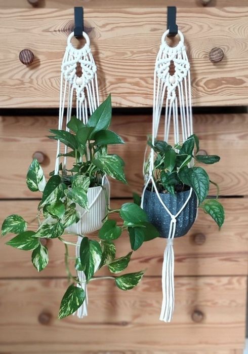 Komplet kwietników makrama w stylu boho