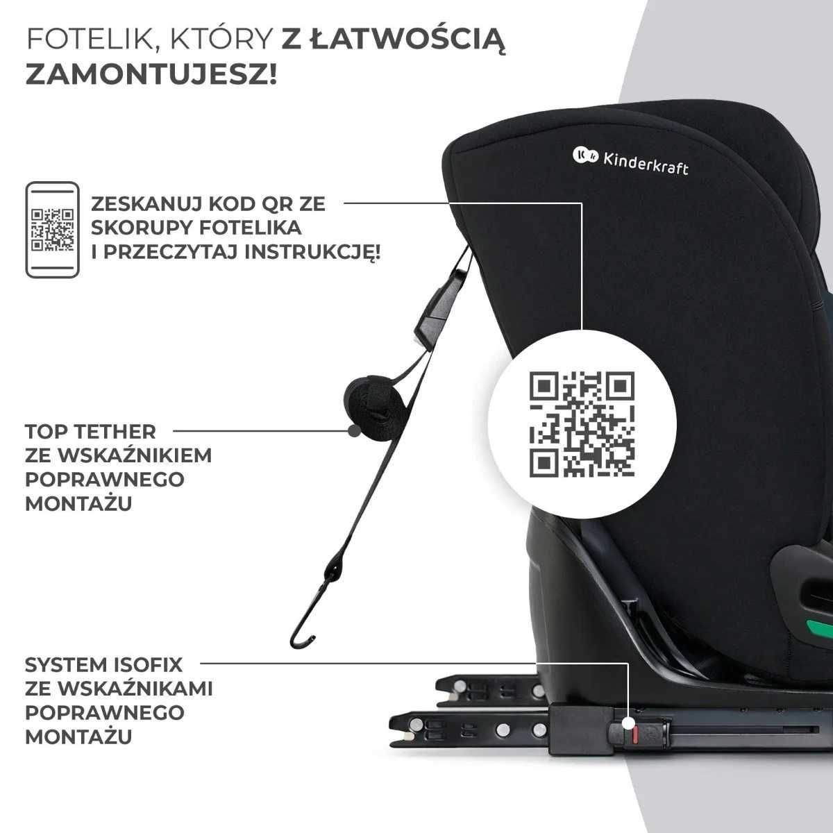 Kinderkraft ONETO3 Fotelik Samochodowy 9-36kg I-Size ISOFIX ODCHYLANY