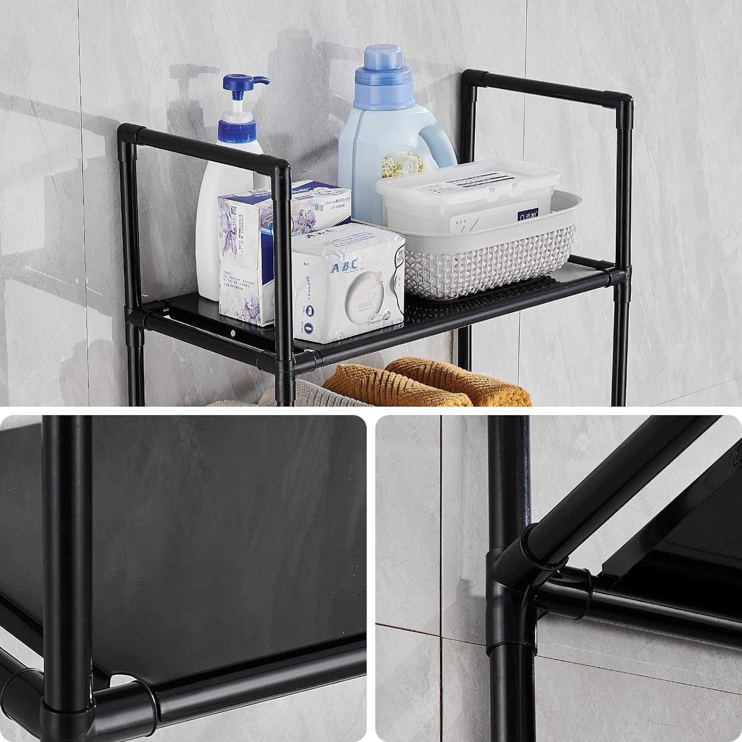 Estante para cima da sanita ou cesto - aproveita espaços -BRANCO/PRETO