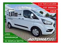 Ford transit-custom Long *52999zł NETTO* AUTOMAT!!! 2,0 TdCi/131KM  Klimatyzacja, Webasto, Tempomat, Czujniki, Grzane Fotele i szyba
