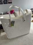 Duża torba plażowa gumowa Crocs na przypinki biała tote bag