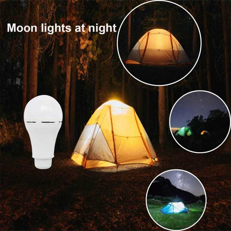 Lampa solarna żarówka ładowana panelem słonecznym.