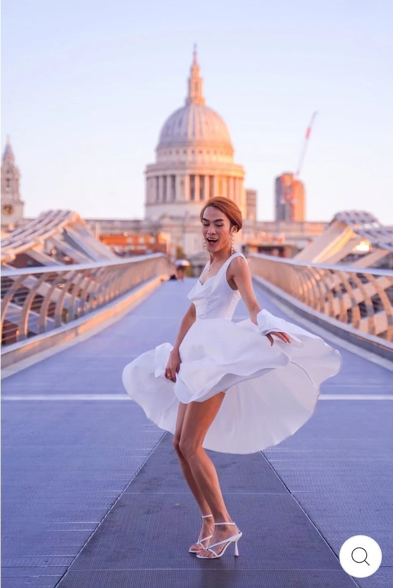 Біла атласна сукня з кишенями Доллі в стилі Мерилін Монро, 46-48 розм