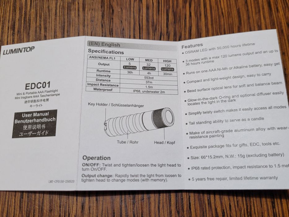 Latarka Lumintop EDC01 AAA