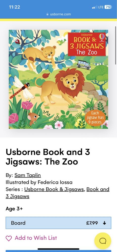 Usborne książeczka plus puzzle the zoo komplet zadbany