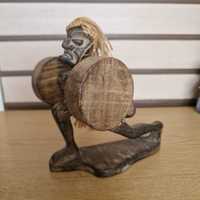 Rzeźba figurka z drewna egzotycznego siłownia podnoszenie ciężarów