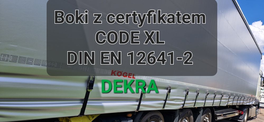 Plandeka dach naczepy Krone,Schmitz, Kogel,  certyfikat CODE XL