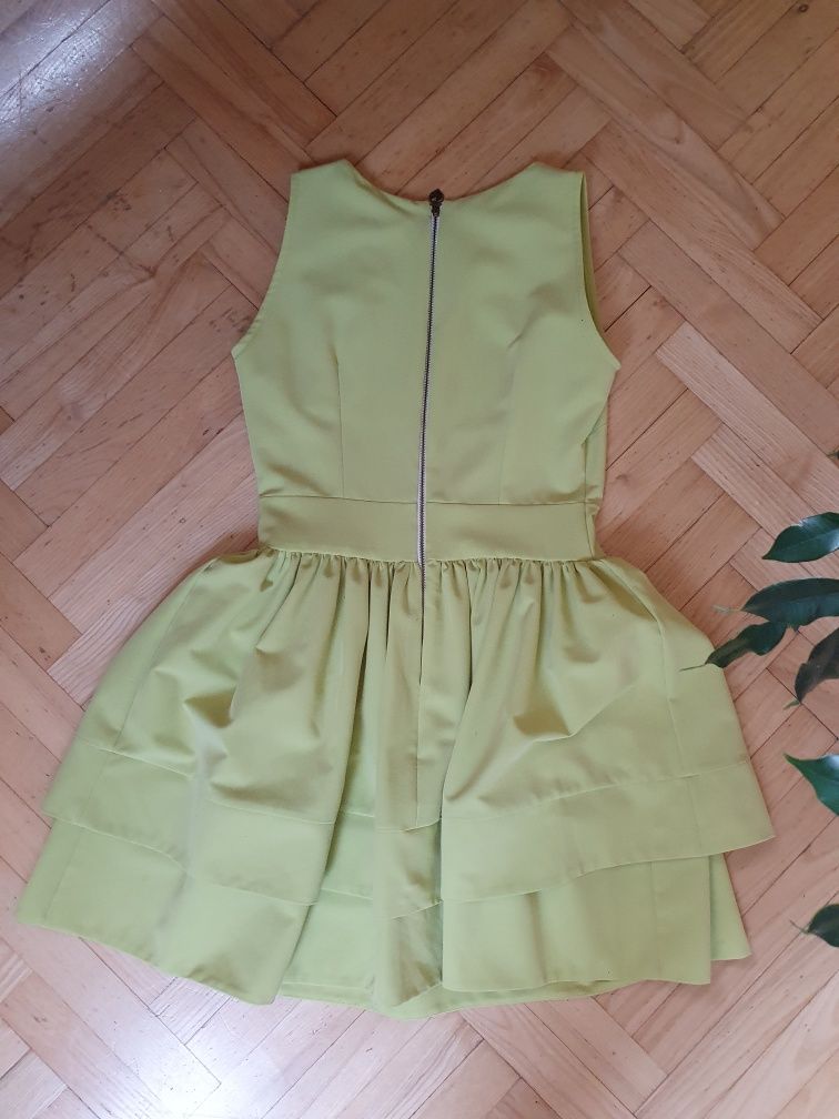 Sukienka mini krótka rozkloszowana zielona wesele koktajlowa bal letni