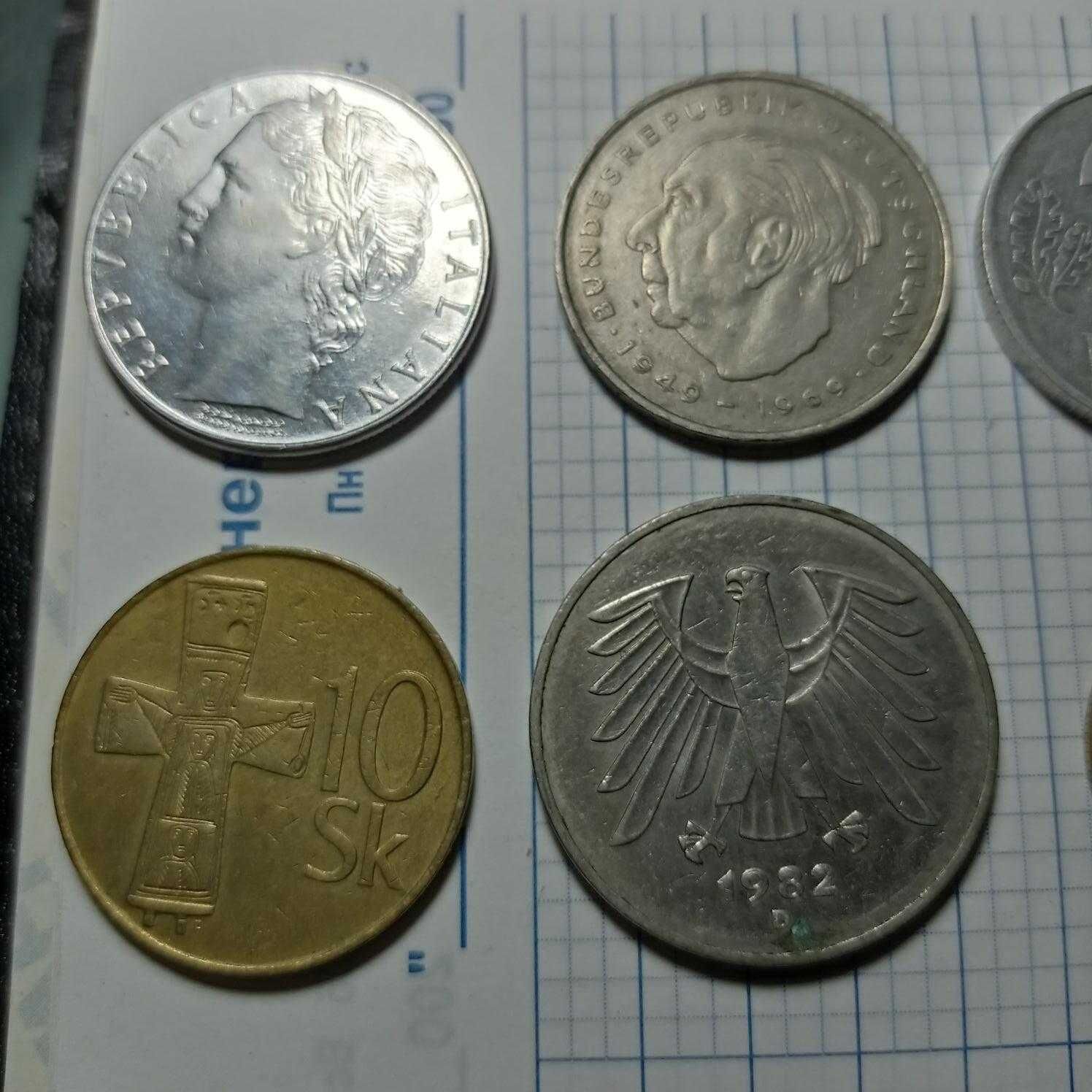 Монеты: Италия, Словения, Германия, Израиль, СССР 13 шт.