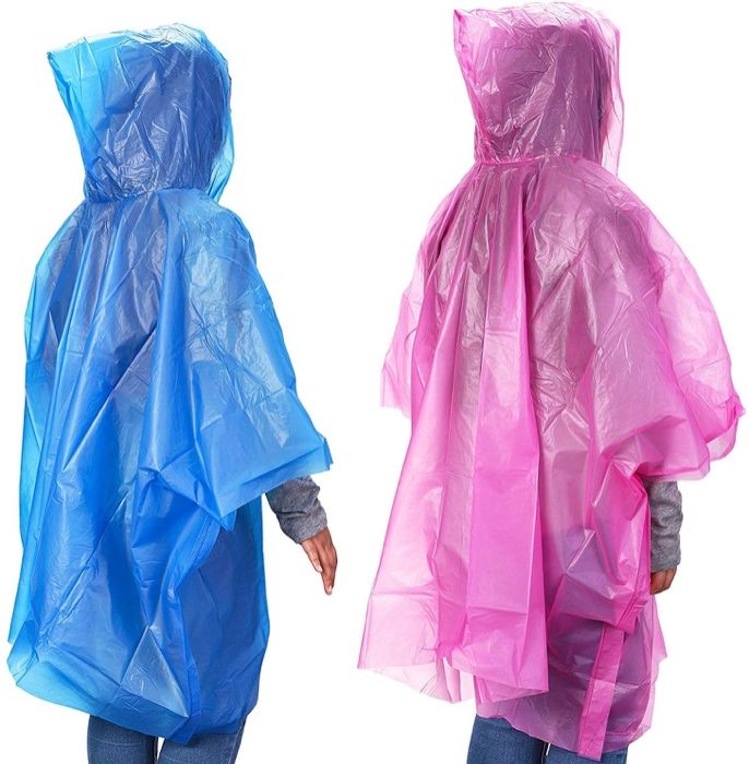 Ponchos descartáveis ​chuva criança com capuz - azul/rosa Impermeável