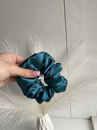 Gumka scrunchie handmade M ciemny turkus