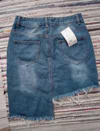 Asymetryczna spódnica jeansowa przetarcia Nowa