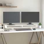 Vidaxl Podstawka Na Monitor, Biała, 100X27X14 Cm, Lite Drewno Sosnowe